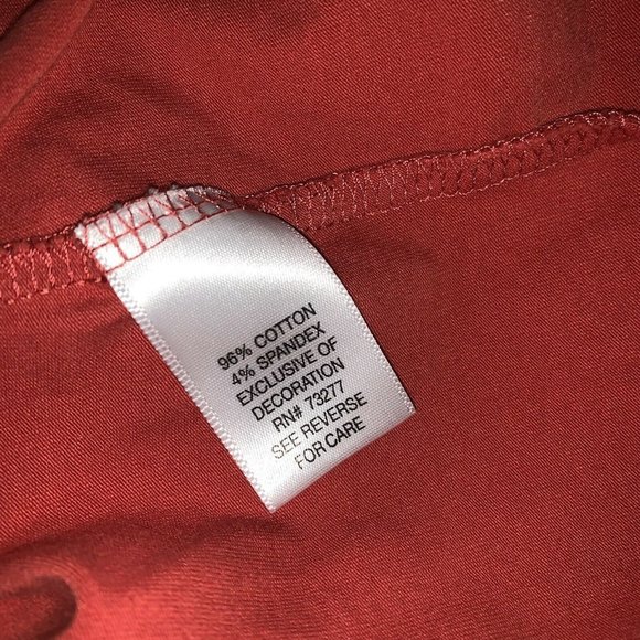 Croft & Barrow Womens Boho Top Size L Rust Embroidered Sequins Beads Elastic - Picture 6 of 7